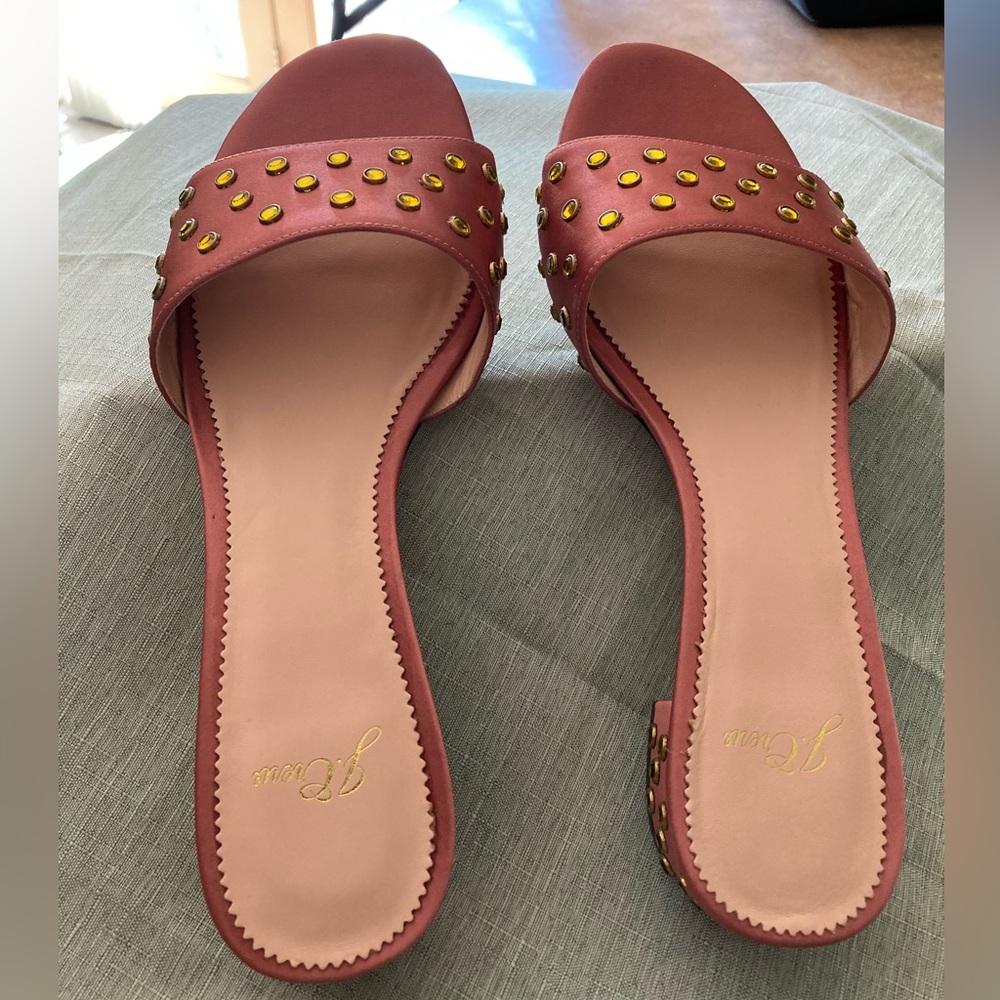 J Crew Studded Pink Slide Sandals